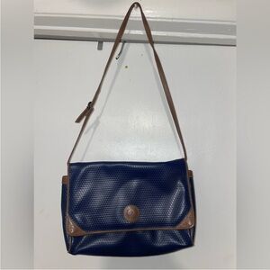 Liz Claiborne Classic  Navy and Tan Shoulder Bag